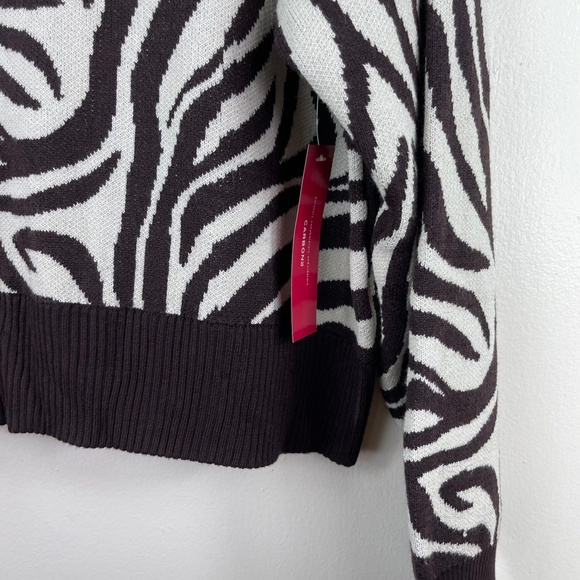 Carbon 38 Zebra Jacquard Crop Sweater‎ Brown Tan Size Medium New With Tag - Picture 4 of 11